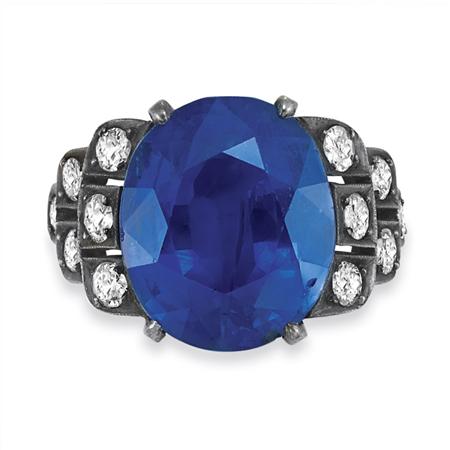 Lot image - Sapphire and Diamond Ring