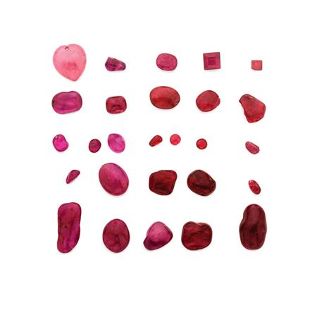 Lot image - Unmounted Tumbled Rubies and Three Synthetic Rubies