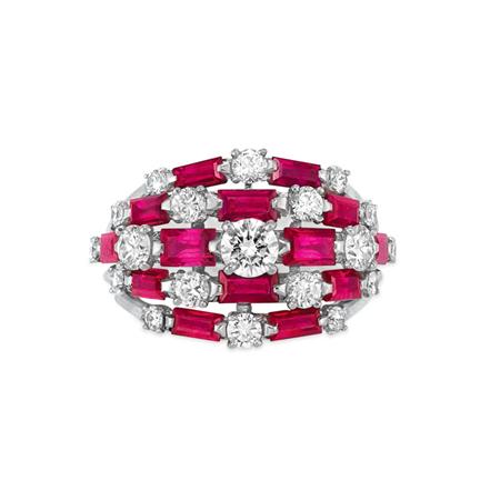 Lot image - Platinum, Diamond and Ruby Ring, Tiffany & Co.