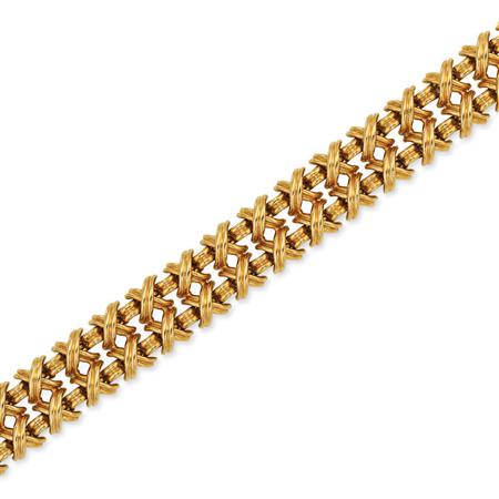 Lot image - Two Row X Link Gold Bracelet, Tiffany & Co.