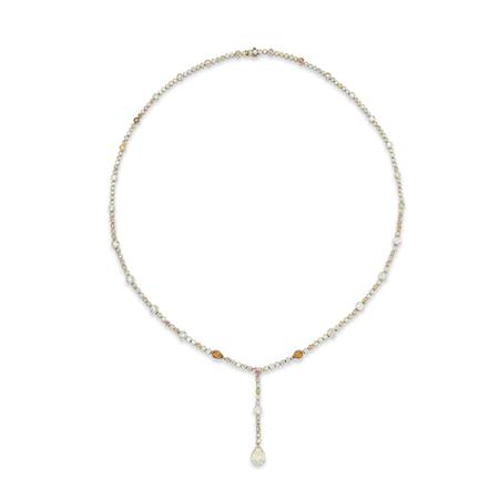 Lot image - Diamond and Colored Diamond Pendant-Necklace