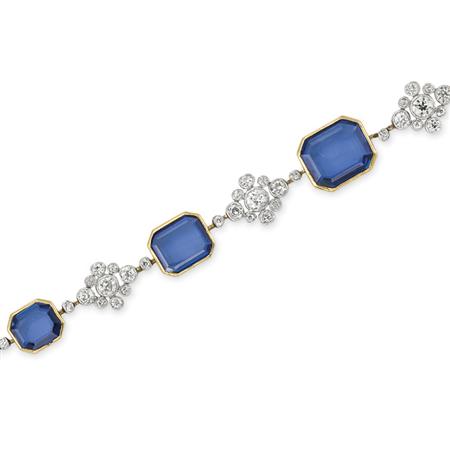 Lot image - Platinum, Gold, Sapphire and Diamond Bracelet, Tiffany & Co.