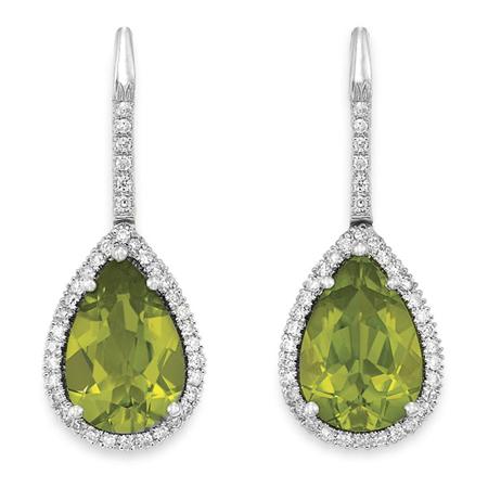 Lot image - Pair of Peridot and Diamond Pendant-Earrings
