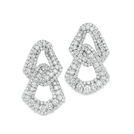 Lot image - Pair of Diamond Hoop Earrings