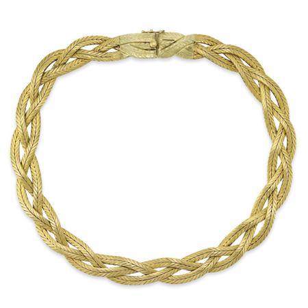 Lot image - Braided Triple Strand Gold Necklace, Mario Buccellati