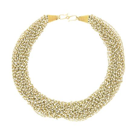 Lot image - Multistrand Gold and Seed Pearl Torsade Necklace
