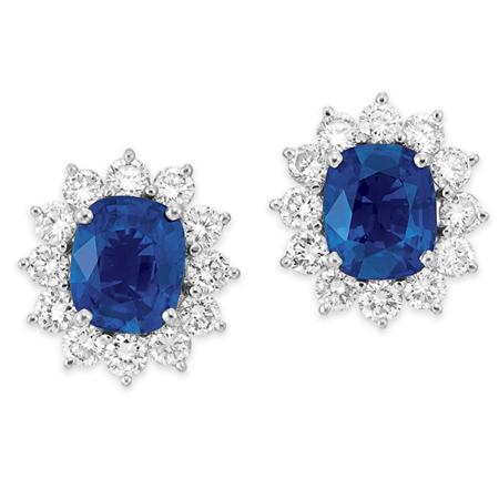 Lot image - Pair of Sapphire and Diamond Earclips