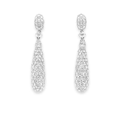 Lot image - Pair of Diamond Pendant-Earrings