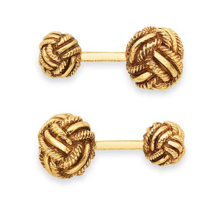 Lot image - Pair of Gold Love Knot Cufflinks, Tiffany, Schlumberger