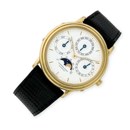 Lot image - Gentlemans Gold Perpetual Calendar Wristwatch, Audemars Piguet