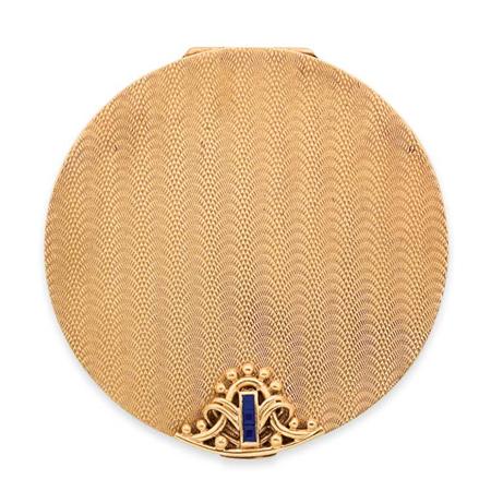Lot image - Gold and Sapphire Compact, Tiffany & Co.