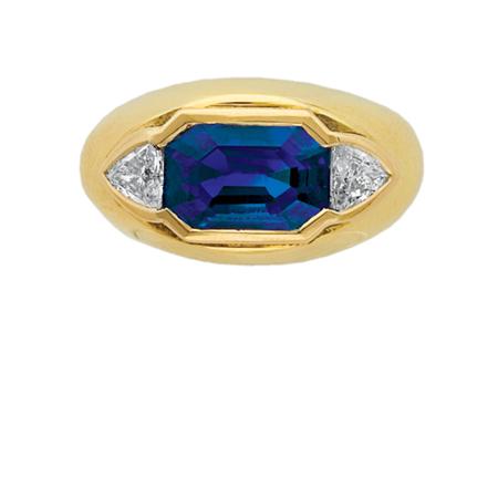 Lot image - Gold, Tanzanite and Diamond Ring