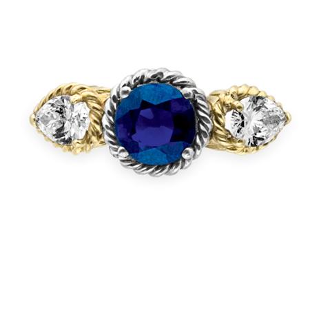 Lot image - Platinum, Gold, Sapphire and Diamond Ring