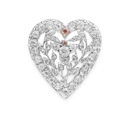 Lot image - Antique Diamond Heart Clip