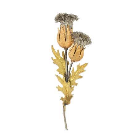 Lot image - Two-Color Gold and Silver Thistle Clip-Brooch, Mario Buccellati