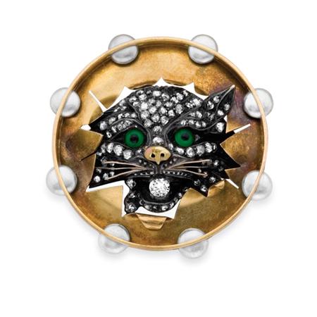 Lot image - Antique Gold, Silver, Platinum and Diamond Pendant-Brooch