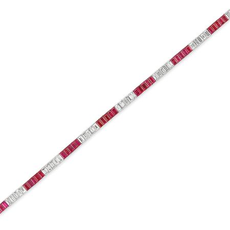 Lot image - Ruby and Diamond Straightline Bracelet