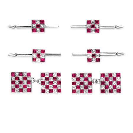 Lot image - Ruby and Diamond Dress Set