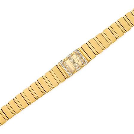 Lot image - Gold and Diamond Wristwatch, Piaget