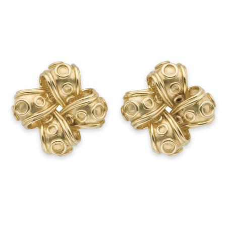 Lot image - Pair of Gold Bow Earclips, Tiffany & Co.