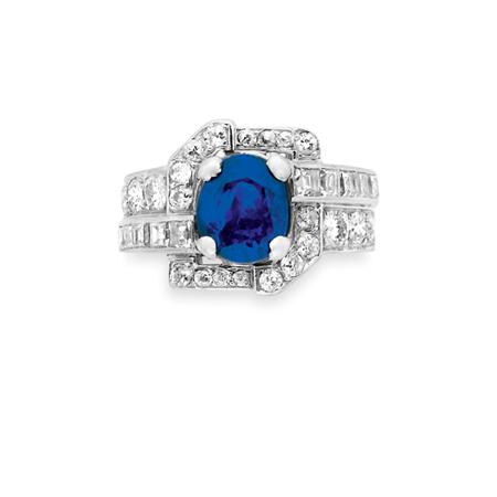 Lot image - Sapphire and Diamond Ring