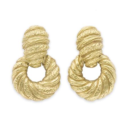 Lot image - Pair of Gold Door Knocker Earclips