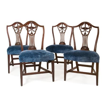 Lot image - Set of Four Federal Mahogany Upholstered Side Chairs