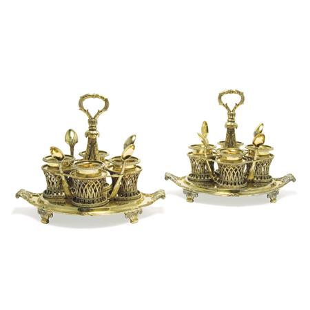 Lot image - Pair of George III Silver Gilt Egg Cup Holders