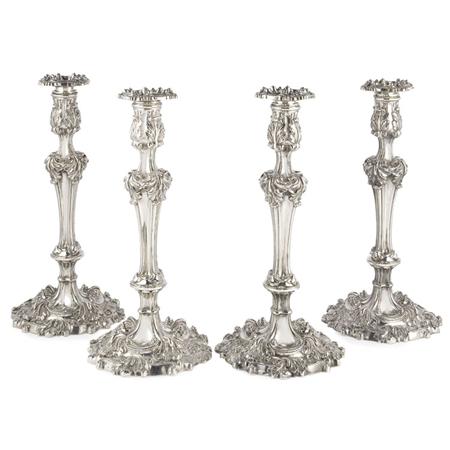 Lot image - Set of Four George IV Silver Candlesticks