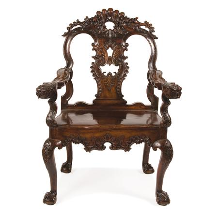 Lot image - Anglo Colonial Hardwood Throne Chair