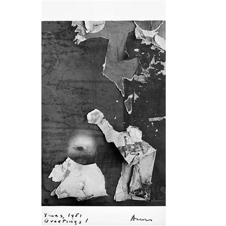 Lot image - SISKIND, AARON (1903-1991)  Christmas 1951 greetings photograph