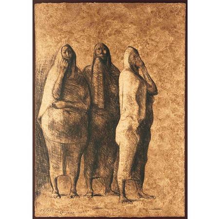 Lot image - Francisco Zuniga TRES MUJERS DE PIE, II Color lithograph