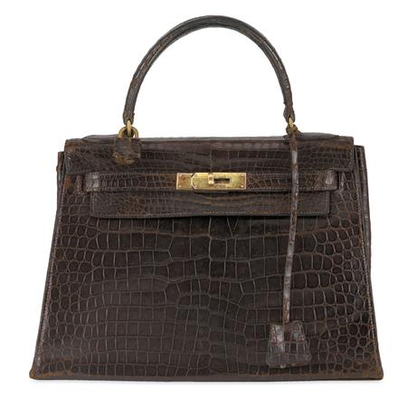 Lot image - Hermes Vintage Brown Alligator 28 Kelly