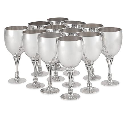 Lot image - Harald Nielsen Danish, 1892-1977 Set of Twelve Wine Glasses, designed circa 1930, for Georg Jensen