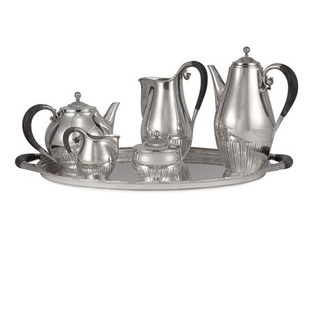 Lot image - Johan Rohde Danish, 1866-1935 Cosmos Pattern Tea and Coffee Service, designed circa 1930, for Georg Jensen