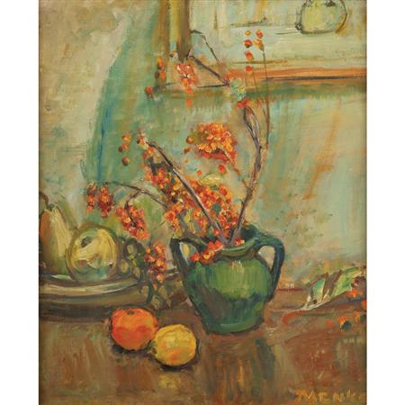 Lot image - Sigmund Joseph Menkes Polish/American, 1896-1986 Still Life with Flowers and Fruit