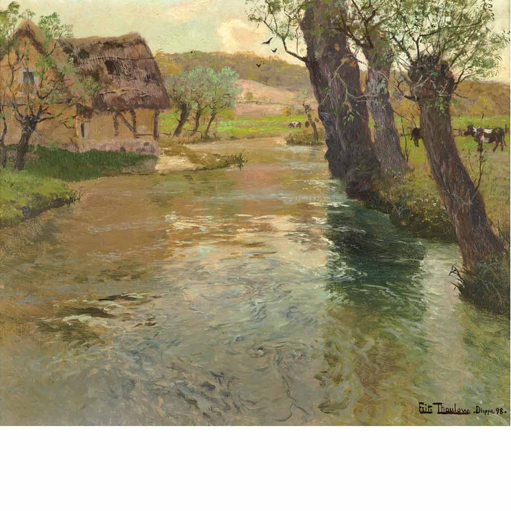 Lot image - Fritz Thaulow Norwegian, 1847-1906 River Arques, Dieppe, 1898