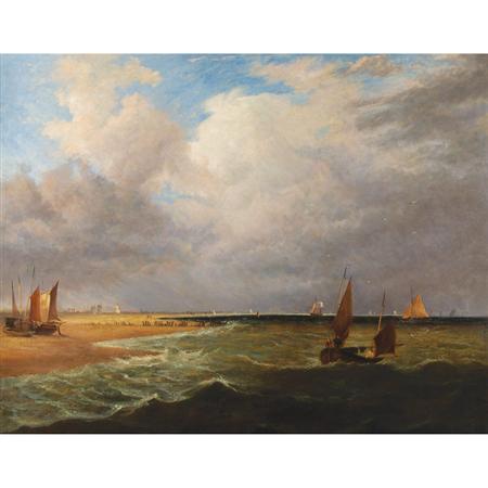Lot image - Dutch School 19th Century Boats in Choppy Water Close to Shore