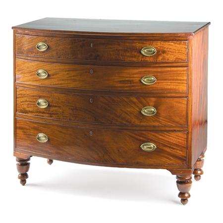 Lot image - Federal Mahogany Bow Front Chest of Drawers