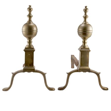 Lot image - Pair of Federal Brass Andirons
