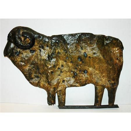 Lot image - Gilt-Copper Hollow Body Ram Weathervane