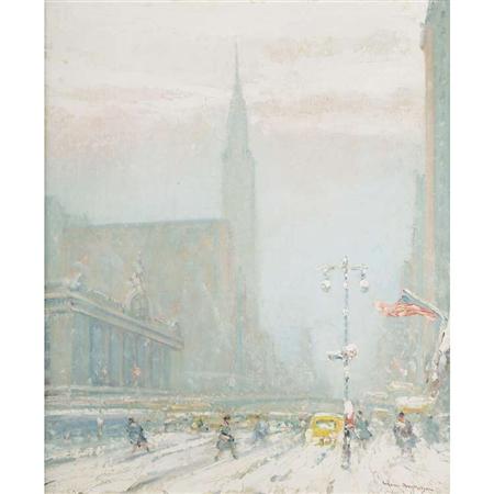 Lot image - Johann Berthelsen American, 1883 - 1972 Grand Central Station and the Chrysler Building