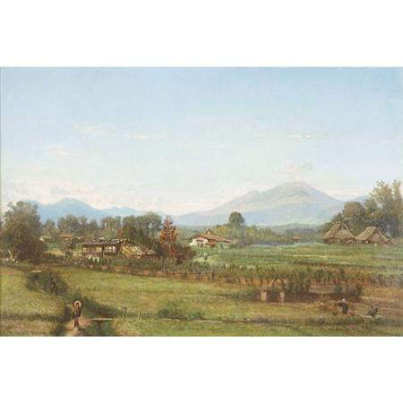 Lot image - Winckworth Allan Gay American, 1821-1910 Japanese Landscape with Mt. Fuji, 1878