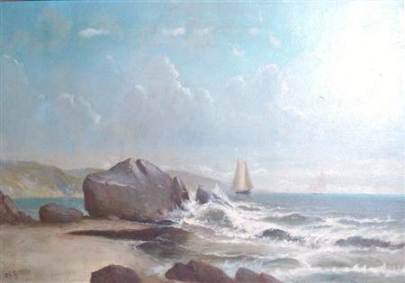 Lot image - Daniel Charles Grose American, 1838-1900 Sailboats Near a Rocky Coast