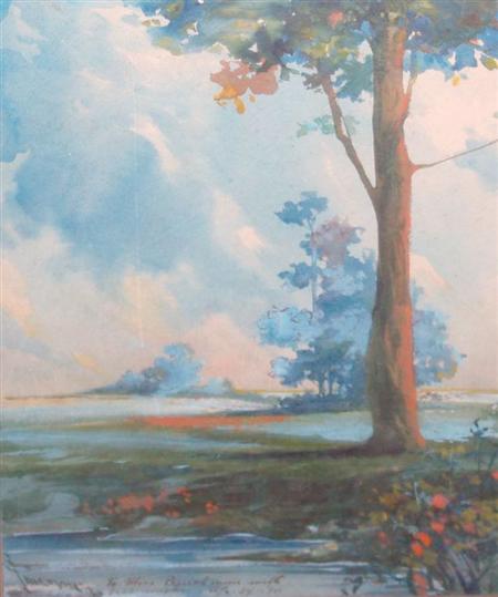 Lot image - (i) James Wells Champney American, 1843-1903 Landscape with River (ii) Charles Chase Emerson Landscape with Tree