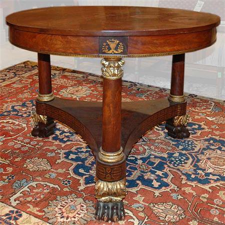 Lot image - Classical Parcel Gilt and Stenciled Mahogany Center Table