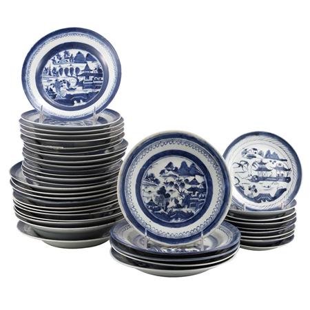 Lot image - Group of Canton Blue and White Porcelain Plates