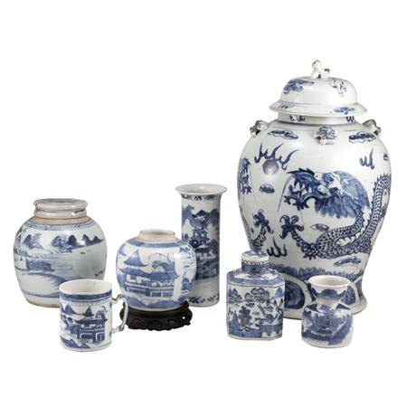 Lot image - Group of Chinese Export Blue and White Porcelain Articles