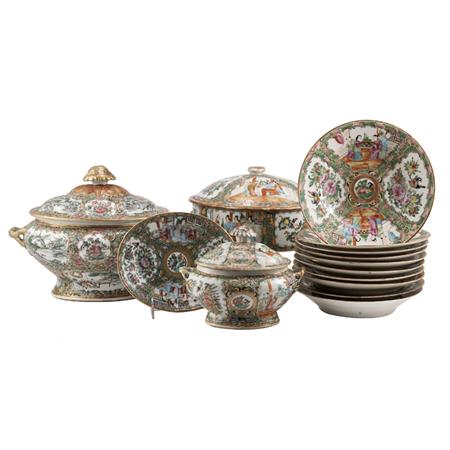 Lot image - Group of Canton Rose Medallion Porcelain Table Articles