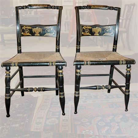 Lot image - Set of Five Painted and Decorated Fancy Chairs